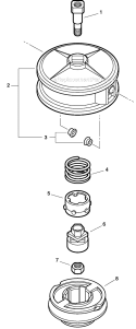 Cutting Head - U-Turn Head Diagram and Parts List for PAS-225 S59511003001-S59511999999 Echo Trimmer