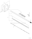 Cultivator Attachment - Main Pipe, Shield Diagram and Parts List for PAS-225 S59612001001-S59612022000 Echo Trimmer