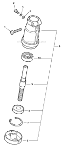 Curved Shaft Trimmer - Gear Case Diagram and Parts List for PAS-225 S59612001001-S59612022000 Echo Trimmer
