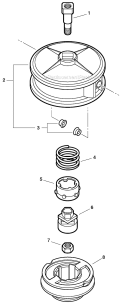 Cutting Heads - U-Turn Head Diagram and Parts List for PAS-225 S59612022001-S59612999999 Echo Trimmer