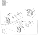 Exhaust Diagram and Parts List for PAS-230 05001001-05999999 Echo Trimmer