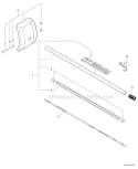Cultivator Attachment - Main Pipe Assembly, Shield Diagram and Parts List for PAS-230 S75212001001-S7521999999 Echo Trimmer