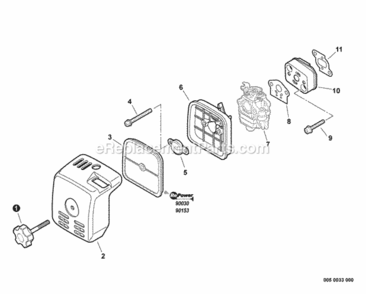 Intake Diagram and Parts List for PAS-260 06001001 - 06999999 Echo Trimmer
