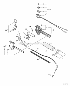 Control_Handle_Throttle_Cable_Ignition_Switch Diagram and Parts List for PAS-260 06001001 - 06999999 Echo Trimmer