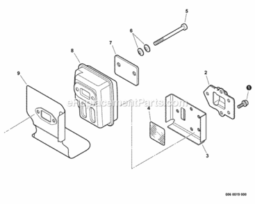 Exhaust Diagram and Parts List for PAS-260 06001001 - 06999999 Echo Trimmer