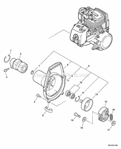 Fan_Case_Clutch Diagram and Parts List for PAS-260 06001001 - 06999999 Echo Trimmer