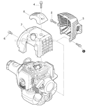 Engine and Exhaust Cover Diagram and Parts List for PAS-280 T44612001001-T44612999999 Echo Trimmer