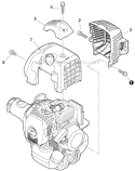 Engine and Exhaust Cover Diagram and Parts List for PAS-280 T44713001001-T44713999999 Echo Trimmer