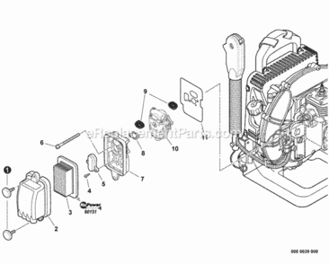 Intake Diagram and Parts List for PB-500H P31513001001 - P31513999999 Echo Leaf Blower / Vacuum