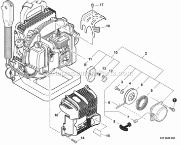 Engine_Cover_Cylinder_Cover_Starter Diagram and Parts List for PB-500H P31513001001 - P31513999999 Echo Leaf Blower / Vacuum