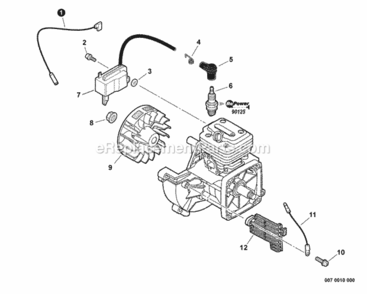 Ignition Diagram and Parts List for PPF-280 E09612001001 - E09612999999 Echo Pole Saw