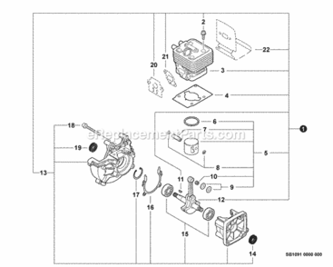 Engine_Short_Block_--_Sb1091 Diagram and Parts List for PPF-280 E09612001001 - E09612999999 Echo Pole Saw
