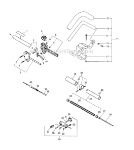 Driveshaft_Coupling_Handles_Throttle_Stop_Switch Diagram and Parts List for PAS-2601  Echo Trimmer