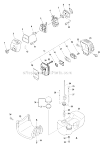 Intake_Exhaust_Fuel_System_Stand Diagram and Parts List for PAS-2601  Echo Trimmer