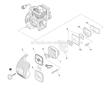 Intake Diagram and Parts List for PAS-265 S67911001001-S67911999999 Echo Trimmer