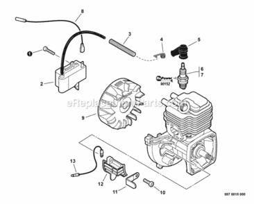 Ignition Diagram and Parts List for SHC-225 S85411001001 - S85411999999 Echo Hedge Trimmer