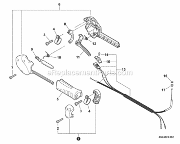Control_Handle_Control_Cable_Assembly Diagram and Parts List for SHC-225 S85411001001 - S85411999999 Echo Hedge Trimmer