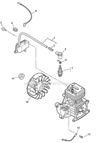 Ignition Diagram and Parts List for SHC-260 05001001-05999999 Echo Hedge Trimmer