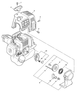 Engine Cover Starter Diagram and Parts List for SHC-212  Echo Hedge Trimmer