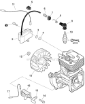 Flywheel, Ignition Diagram and Parts List for SRM-266S T42312001001-T42312999999 Echo Trimmer