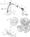 Flywheel, Ignition Diagram and Parts List for SRM-266S T43313001001-T43313999999 Echo Trimmer