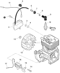Flywheel, Ignition Diagram and Parts List for SRM-266T T42411001001-T42411999999 Echo Trimmer