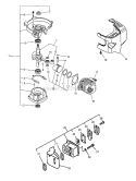 Engine Internal Crankcase Cylinder Cover Muffler Diagram and Parts List for TC-2100 Type 1 S/N: 001001-999999 Echo Tiller