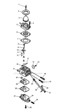 Carburetor - C1U-K54A SN 014147-999999 Diagram and Parts List for TC-2100 Type 1 S/N: 001001-999999 Echo Tiller