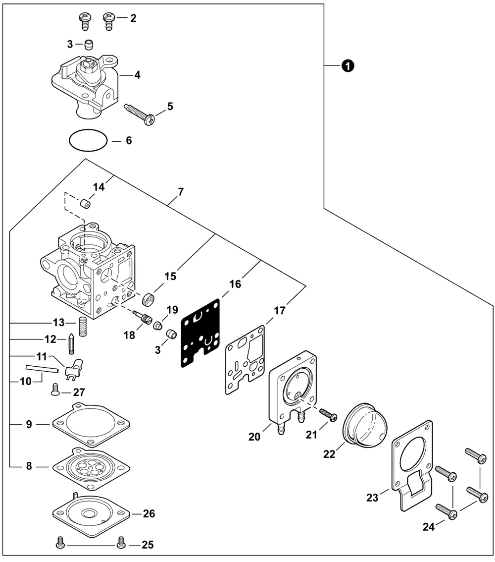 Carburetor Diagram and Parts List for PB-2520 P54826001001 - P54826999999 Echo Leaf Blower / Vacuum