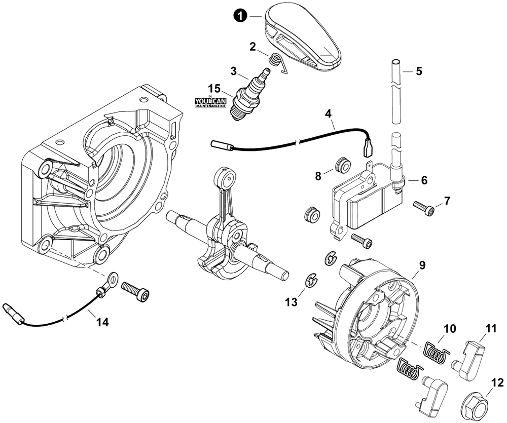 Ignition Diagram and Parts List for PB-9010H P55915001001 - P55915999999 Echo Leaf Blower / Vacuum