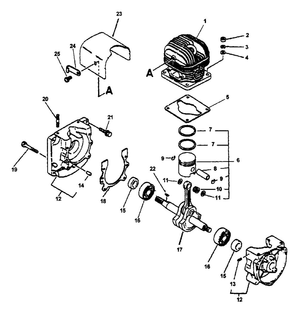 Engine, Engine Cover Diagram and Parts List for PB-400E (Type 1E)(001001 - 509500) Echo Leaf Blower / Vacuum