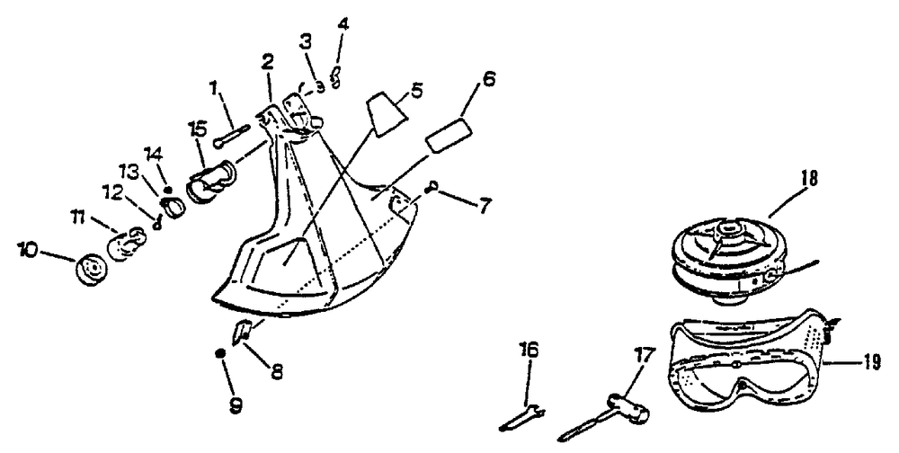 Gear Case, Shield, Tool, Accessories Diagram and Parts List for GT-1100 174349 - 181000 Echo Trimmer