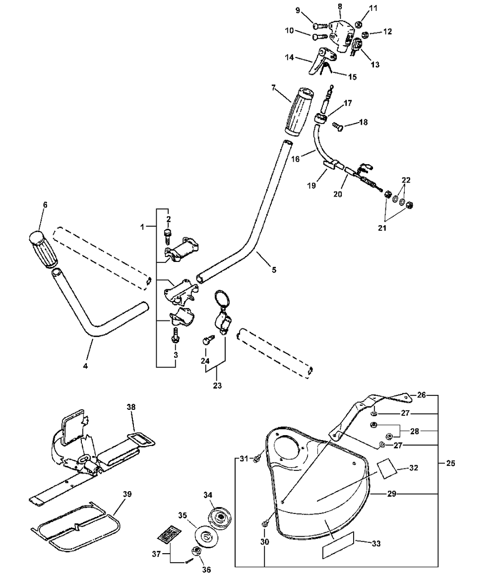 Optional Combination U-Handle/Blade Conversion Kit 99944200451 Diagram and Parts List for SRM-2100 159491 - 999999 Echo Trimmer
