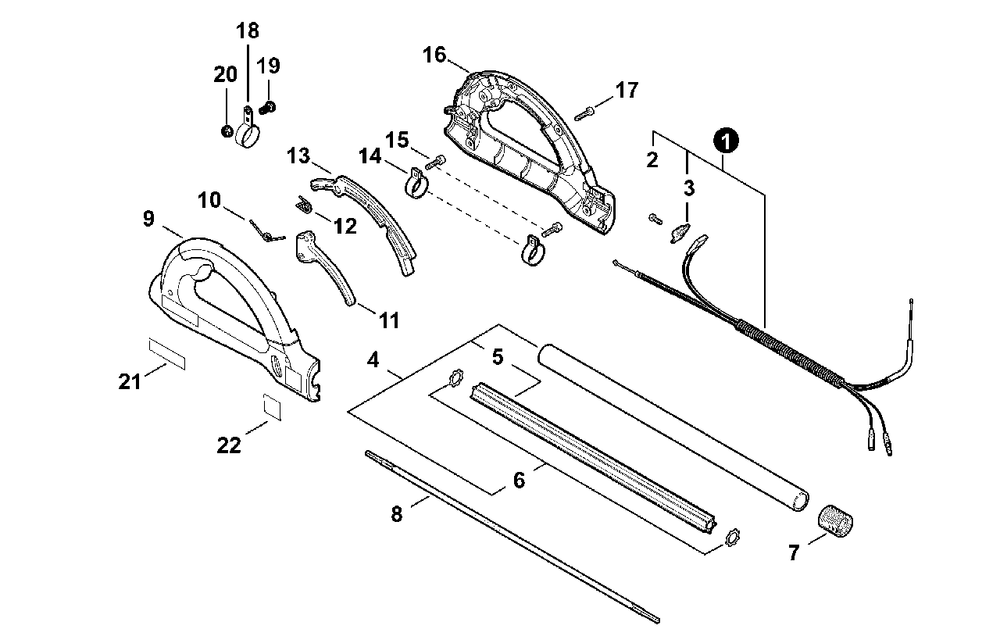 Throttle Control Diagram and Parts List for 90091 99922204517 Echo Hedge Trimmer