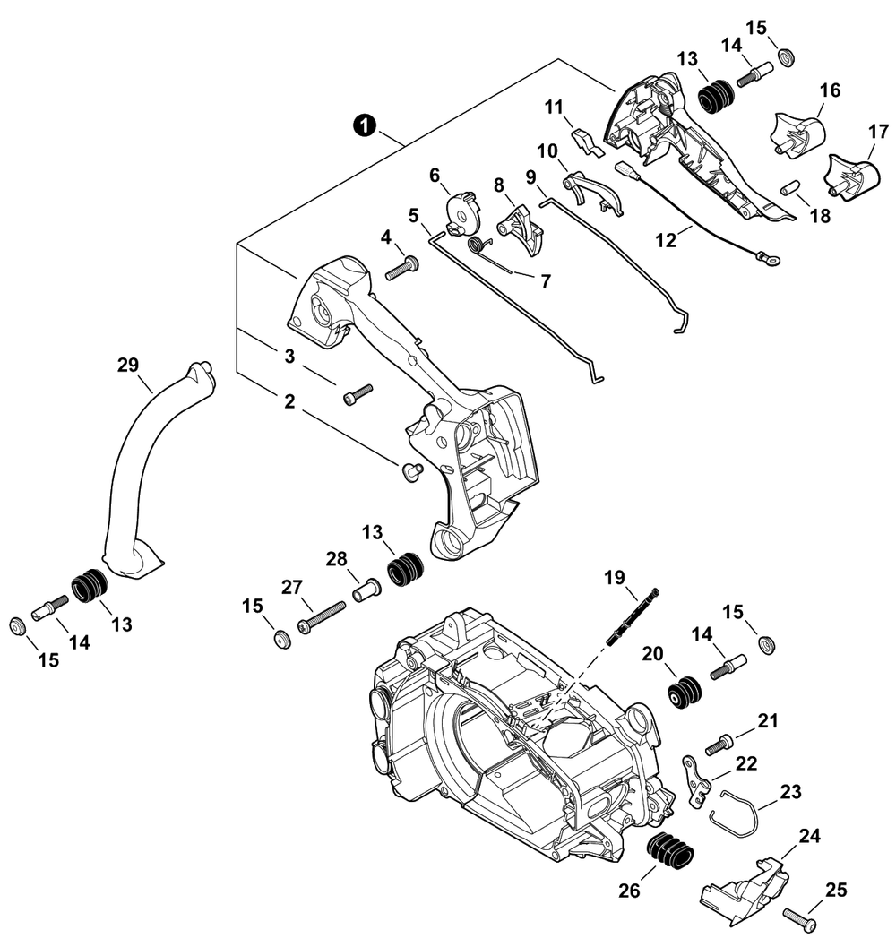 Handles, Throttle Control Diagram and Parts List for CS-355T C85015001001 - C85015999999 Echo Chainsaw