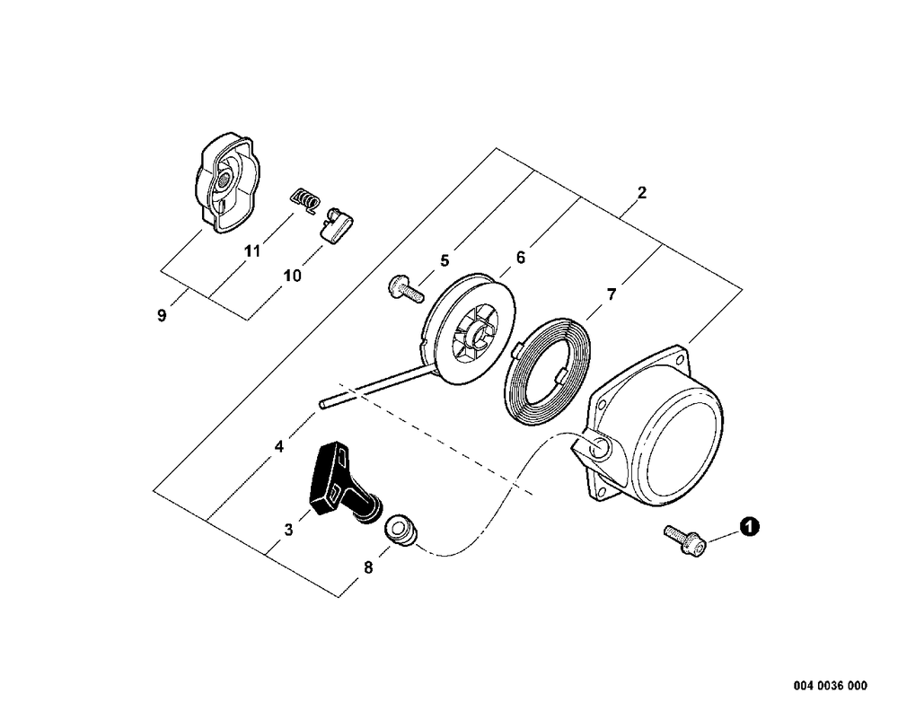 Starter Diagram and Parts List for WP-1000 (Type 1E)(W15103001001 - W15103999999) Echo Water Pump