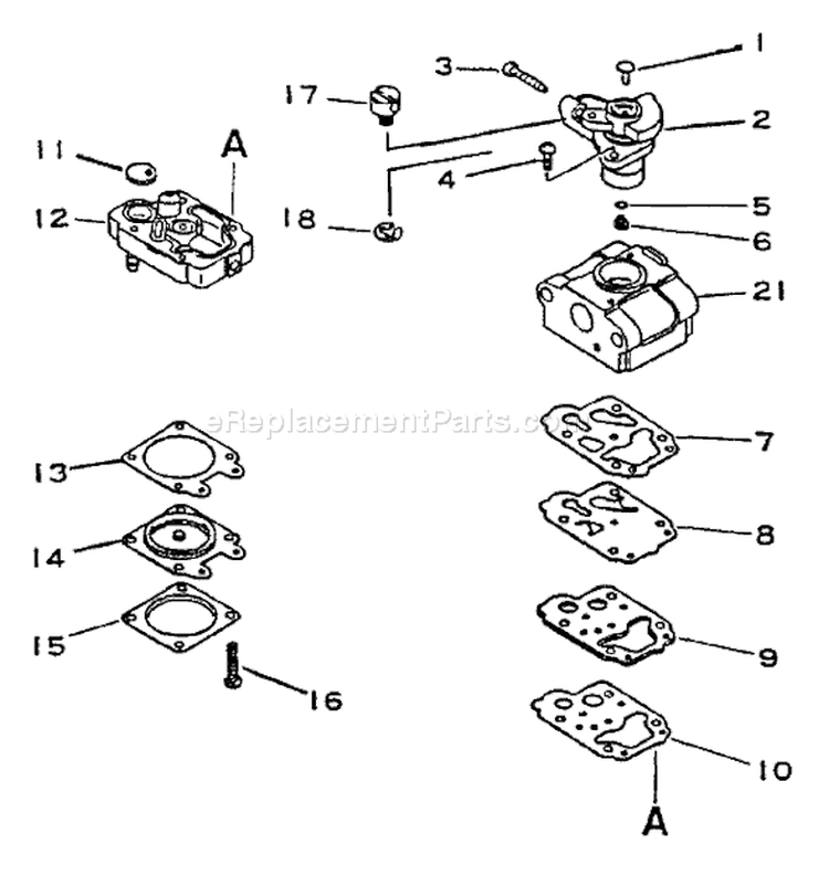 Page A Diagram and Parts List for GT-1100 077001 - 098000 Echo Trimmer