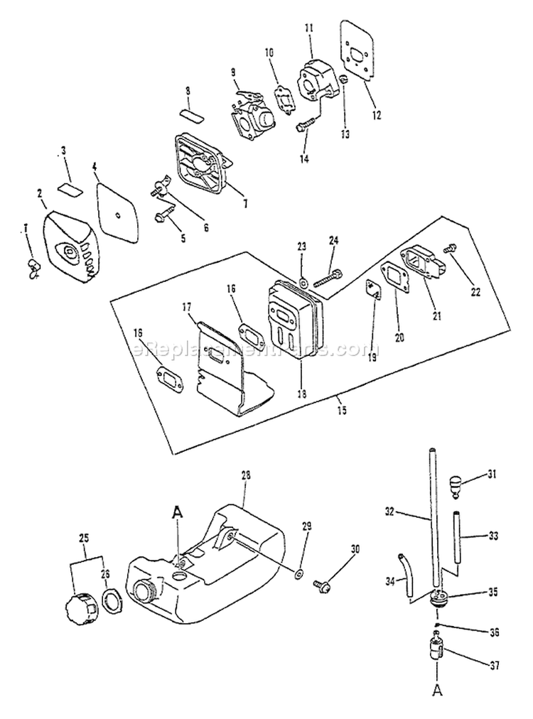 Page D Diagram and Parts List for GT-1100 181001 - 252599 Echo Trimmer