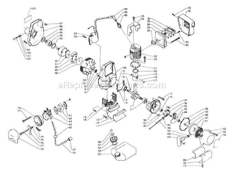 Page C Diagram and Parts List for GT-140B  Echo Trimmer