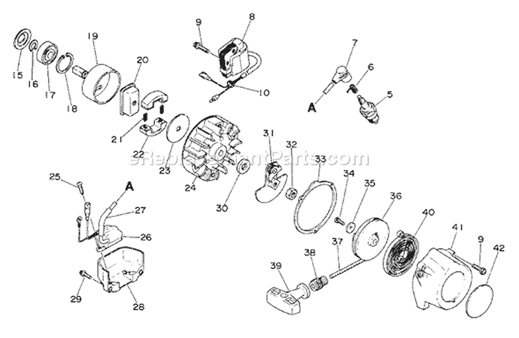 Page F Diagram and Parts List for GT-160AE  Echo Trimmer