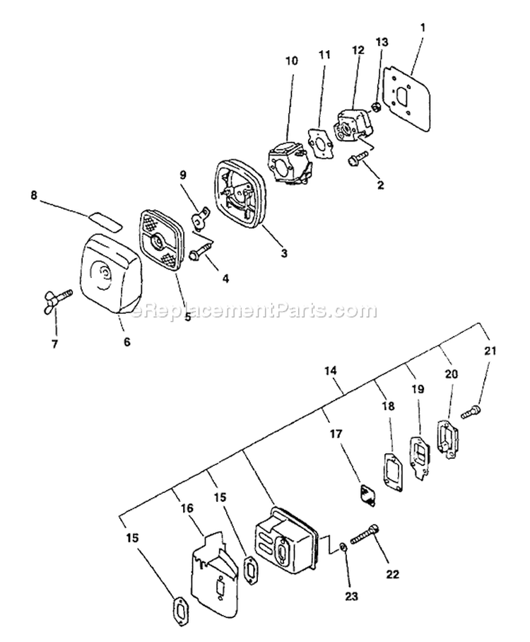 Page E Diagram and Parts List for GT-2000SB Type 1E -001001 - 501000 Echo Trimmer