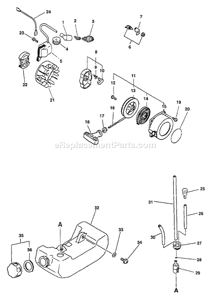 Page D Diagram and Parts List for GT-2000SB Type 1E -After S/N 501001 Echo Trimmer