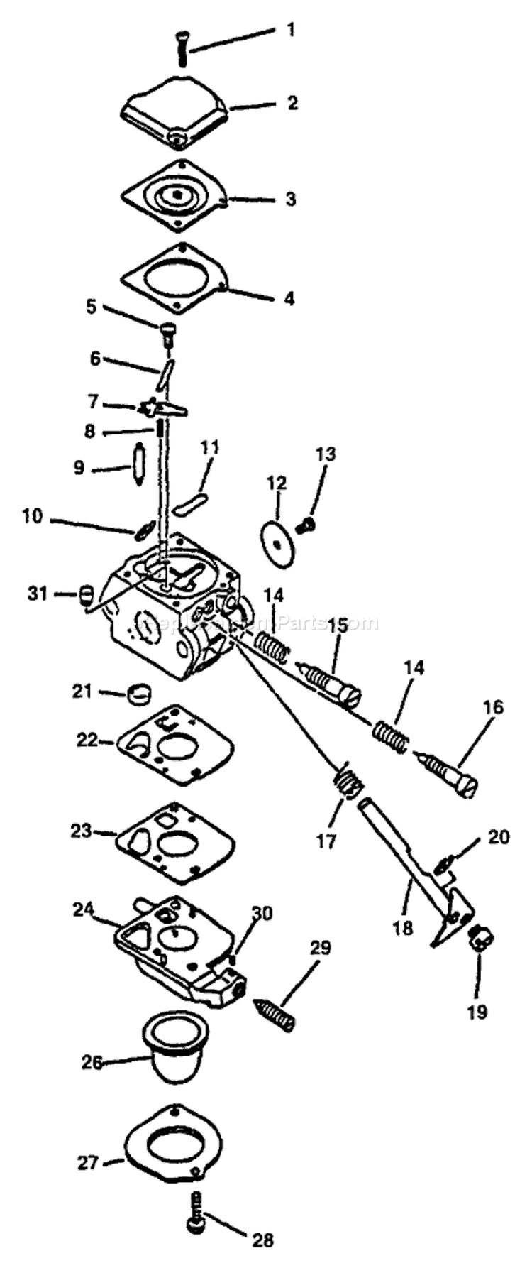 Page E Diagram and Parts List for GT-2000 001001 - 151954 Echo Trimmer