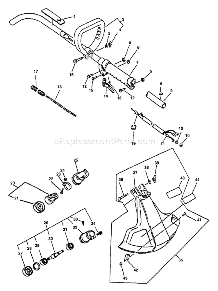 Page F Diagram and Parts List for GT-2000 After S/N 151955 Echo Trimmer