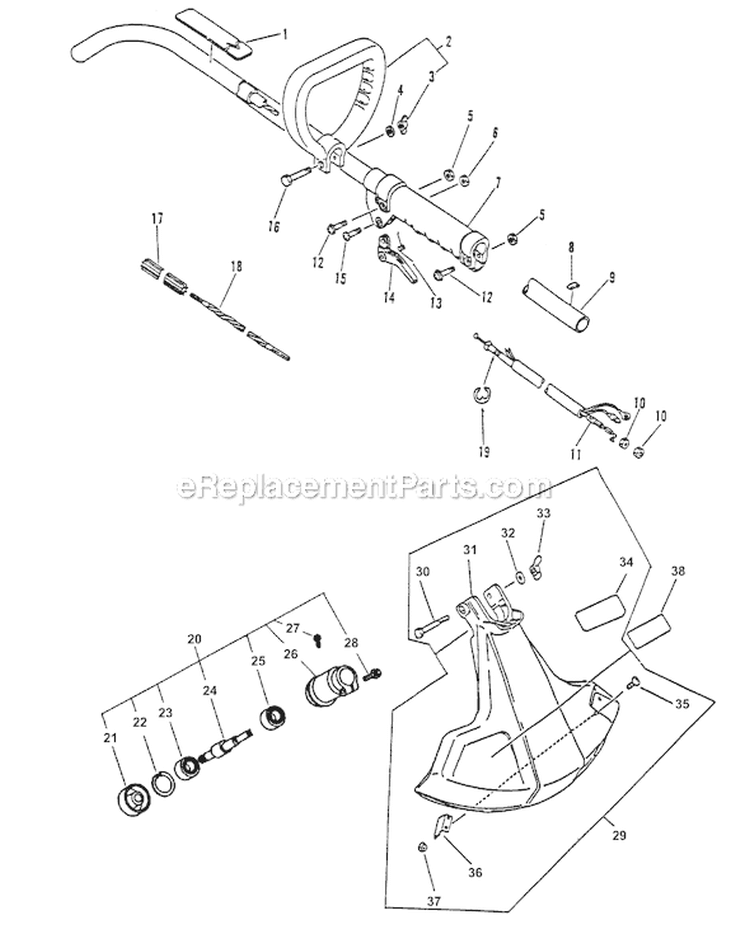 Page B Diagram and Parts List for GT-2000 Type 1E -001001 - 229418 Echo Trimmer