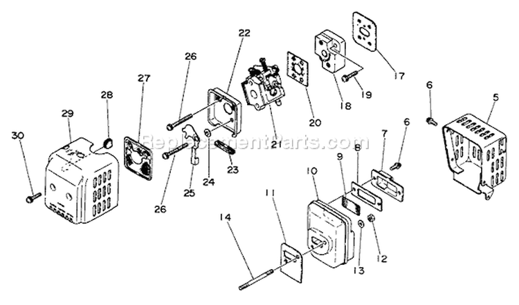 Page E Diagram and Parts List for GT-200BE  Echo Trimmer