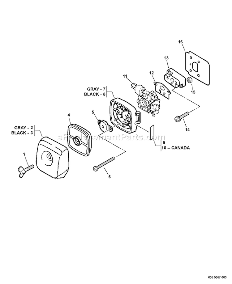 Page J Diagram and Parts List for GT-200R S72612001001 - S72612999999 Echo Trimmer