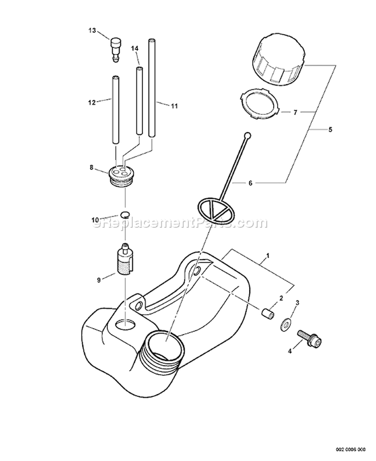 Page F Diagram and Parts List for GT-201EZR 02001001 - 02999999 Echo Trimmer