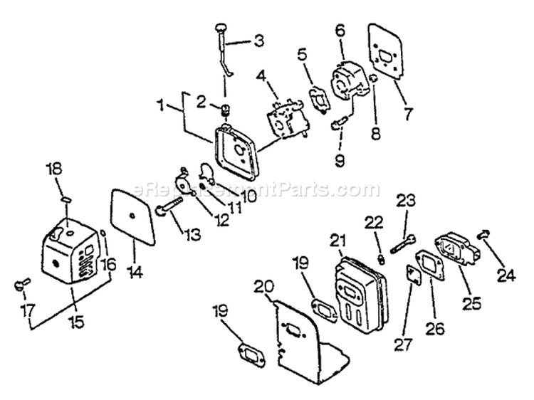 Page G Diagram and Parts List for GT-2103 001001 - 031001 Echo Trimmer