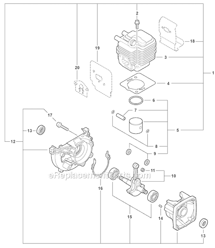 Engine, Short Block - Sb1096 Diagram and Parts List for GT-225I S08612001001-S08612999999 Echo Trimmer